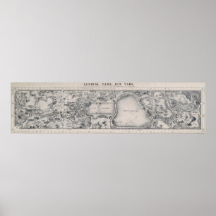 POSTER 1865 HAND-DRAWN CENTRAL PARK MAP