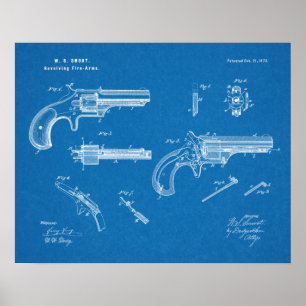 Poster 1873 Revolver Gun Dessin d'Art Brevet Imprimer