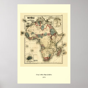 Poster 1874 Map of Africa Antique African Print