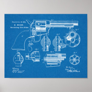 Poster 1875 Revolver Gun Dessin d'Art Brevet Imprimer