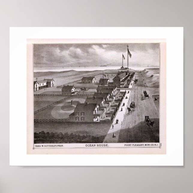 Poster 1878 REPRO Print Ocean House, Point Pleasant, NJ (Devant)