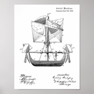 Poster 1879 Airship Boat Airplane Patent Drawing Print