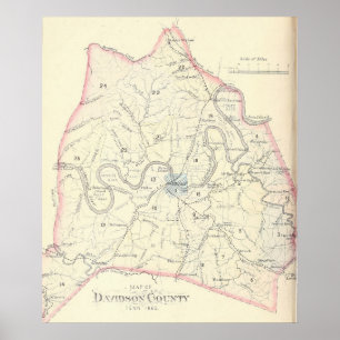 Poster 1880 Map of Davidson County Tennessee