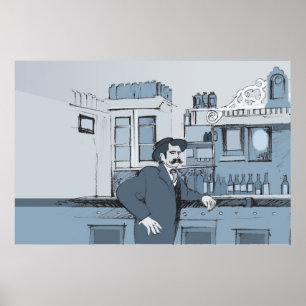 Poster 1880's Bar scene - left