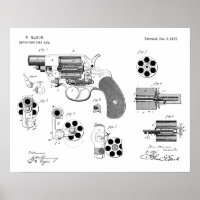 1881 Revolver d'armes à feu Dessin d'art breveté I