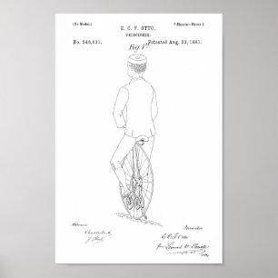 Poster 1881 Vélo Vélocipède Vintage Brevet Imprimer