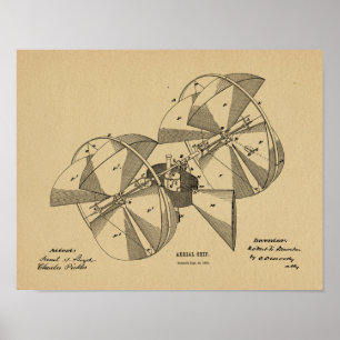Poster 1882 Machine à voler Avion Brevet d'Art Dessin
