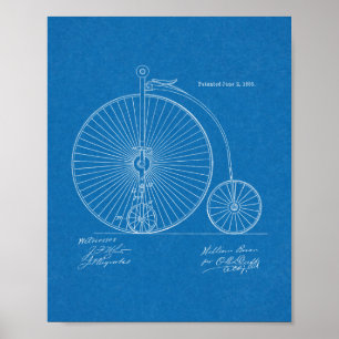 Poster 1885 Haute Roulette Conception de Vélo Brevet Art 