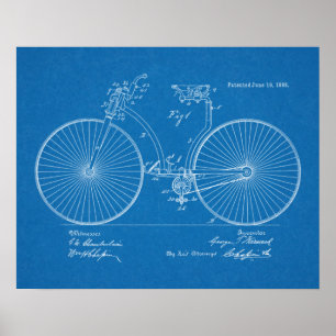 Poster 1888 Brevet de bicyclette Vintage Plan directeur I