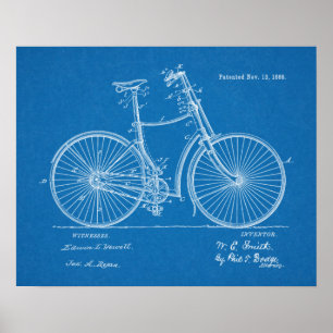 Poster 1888 Brevet de bicyclette Vintage Plan directeur I