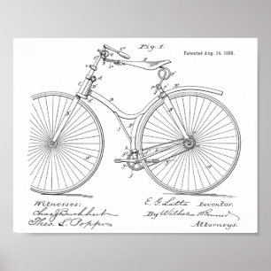 Poster 1888 Conception de bicyclettes Vintages Art.