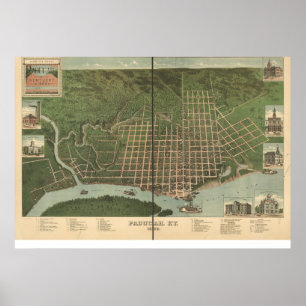 Poster 1889 Paducah, KY Birds Vue panoramique