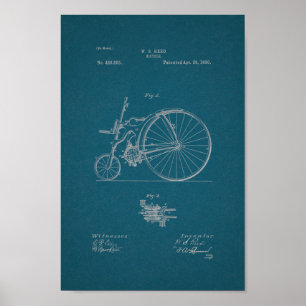 Poster 1890 Brevet de bicyclette Vintage Imprimer Plan di