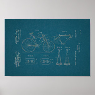 Poster 1890 Brevet de bicyclette Vintage Imprimer Plan di
