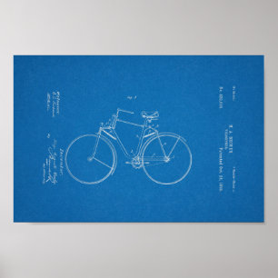 Poster 1890 Brevet de bicyclette Vintage Imprimer Plan di