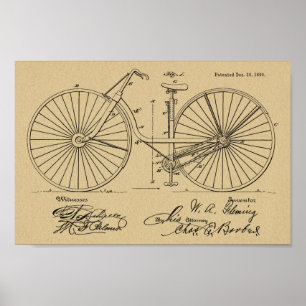 Poster 1890 Conception de bicyclettes Vintage Art.