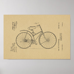Poster 1890 Sécurité Vintage Brevet de vélos Imprimer