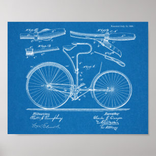 Poster 1890 Vintage Bicycle Brake Design Patent Art Print