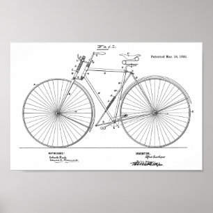 Poster 1890 Vintage Spring Frame Bicycle Patent Art Print