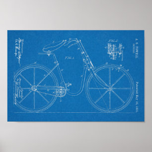 Poster 1891 Bicycle Brevet Dessin d'art Imprimer