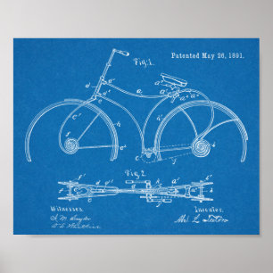 Poster 1891 Bicycle Spring Frame Design Brevet Art Imprim