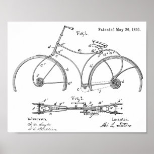 Poster 1891 Bicycle Spring Frame Design Brevet Art Imprim