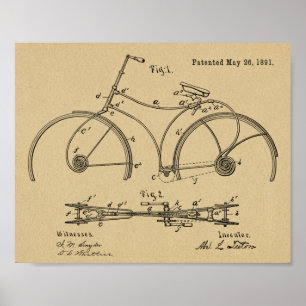 Poster 1891 Bicycle Spring Frame Design Brevet Art Imprim