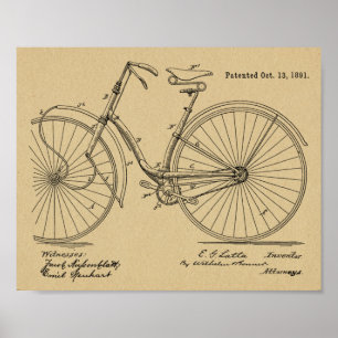 Poster 1891 Conception de bicyclettes Vintages Art.