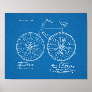 Poster 1891 Conception de bicyclettes Vintages Art.