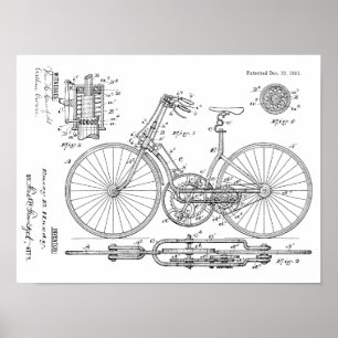 Poster 1891 Conception de l'équipement de bicyclette Vint