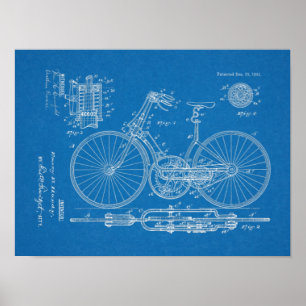 Poster 1891 Conception de l'équipement de bicyclette Vint