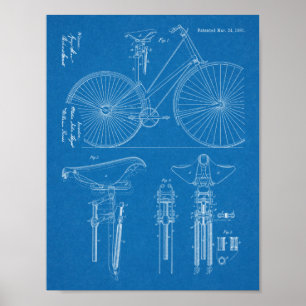 Poster 1891 Conception de siège de bicyclette Vintage Art