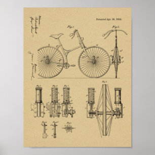 Poster 1892 Bicycle Suspension Design Brevet Art Imprimer