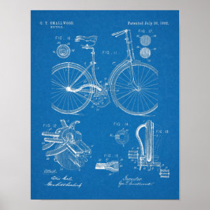 Poster 1892 Chainless Bicycle Patent Art Drawing Print