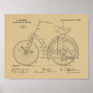 Poster 1893 Brevet de vélo sans chaîne Imprimer
