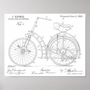 Poster 1893 Brevet de vélo sans chaîne Imprimer