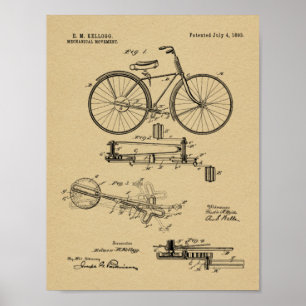 Poster 1893 Conception de bicyclettes sans chaines Brevet
