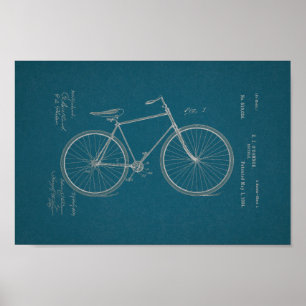 Poster 1894 Brevet de bicyclette Vintage Imprimer Plan di
