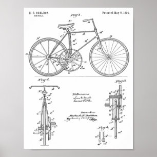 Poster 1894 Conception de bicyclettes d'engrenages Brevet