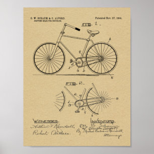 Poster 1894 Elliptical Gear Bicycle Design Patent Print