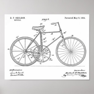 Poster 1894 Gear Drive Bicycle Design Patent Art Print