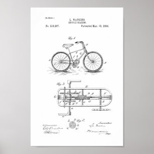 Poster 1894 Vintage Bicycle Gears Patent Print Customize