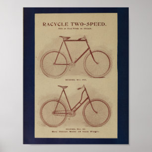 Poster 1896 Racycle 2 Speed Bicycle Ad Art Imprimer