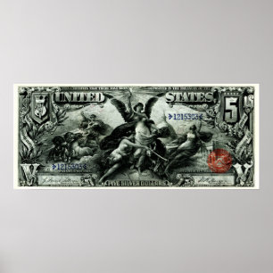 Poster 1896 US Five Dollar Silver Certificate