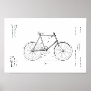 Poster 1896 Vintage Bicycle Patent Art Print
