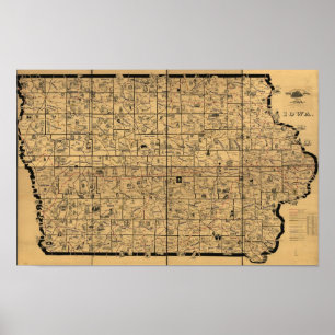Poster 1897 Carte antique des itinéraires de livraison fe