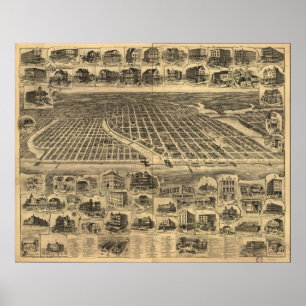 Poster 1897 Ocean Grove & Asbury Park, NJ Carte panoramiq