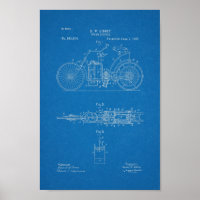 1897 Vapeur Vintage Brevet Brevet Bleu Art