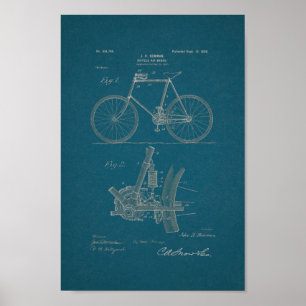 Poster 1898 Brevet de bicyclette Vintage Imprimer Plan di