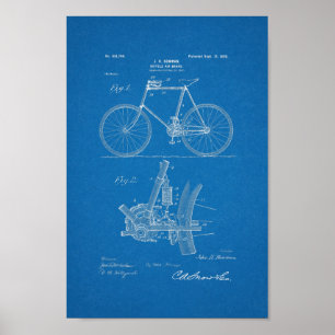 Poster 1898 Brevet de bicyclette Vintage Imprimer Plan di